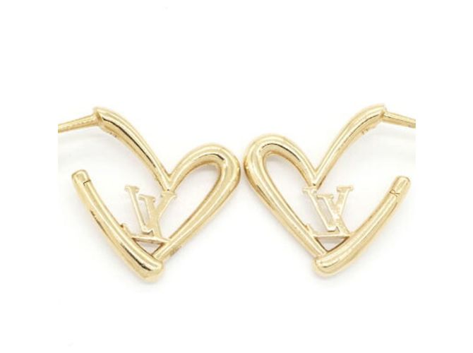 Orecchini Louis Vuitton Gold Heart Falling Love PM - vista 2