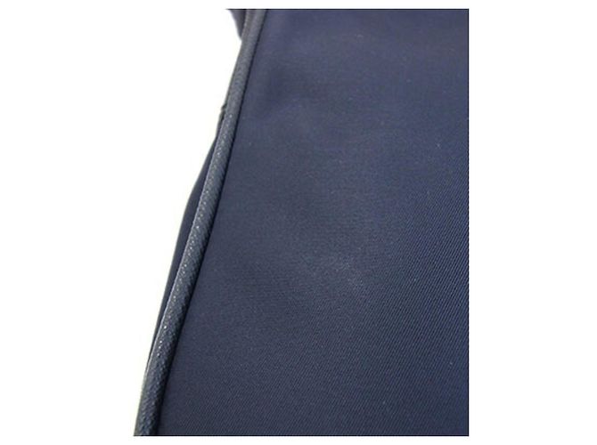 Borsa a tracolla Prada in nylon e pelle blu navy - vista 6