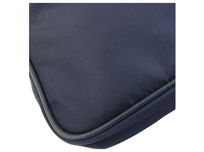 Borsa a tracolla Prada in nylon e pelle blu navy - vista 7