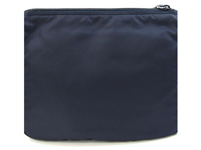 Bolsa de Ombro Prada em Nylon e Couro Azul Marinho - vista 2