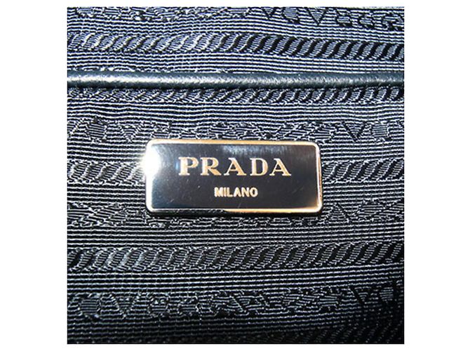 Bolsa de Ombro Prada em Nylon e Couro Azul Marinho - vista 4