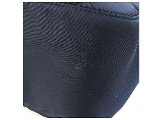 Bolsa de Ombro Prada em Nylon e Couro Azul Marinho - vista 5