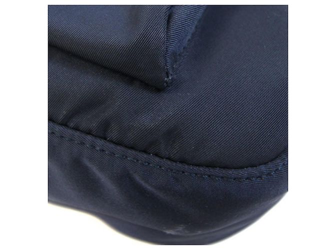 Bolsa de Ombro Prada em Nylon e Couro Azul Marinho - vista 6