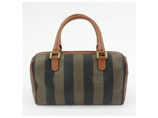 Fendi Vintage Pequin Convertible Boston Coated Canvas Medium - vista 2