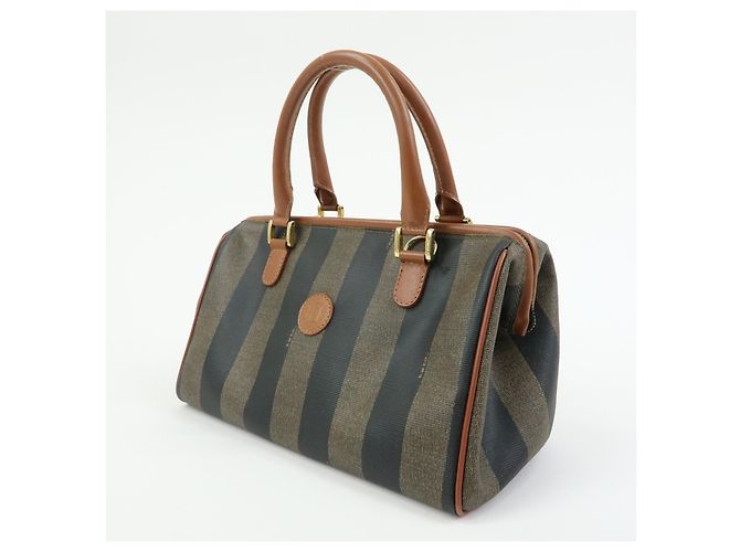 Fendi Vintage Pequin Convertible Boston Coated Canvas Medium - vista 3