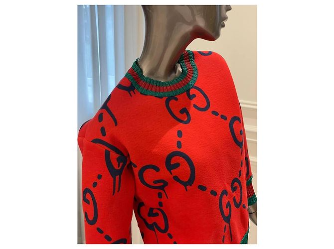 Gucci roter Strickpullover mit GG-Monogramm - Ansicht 7
