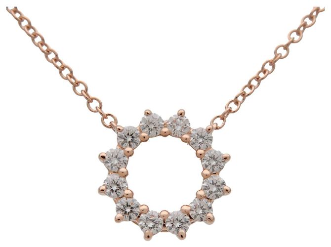 Pendente Open Circle Tiffany & Co. in oro rosa 18K con diamanti Small - vista 2