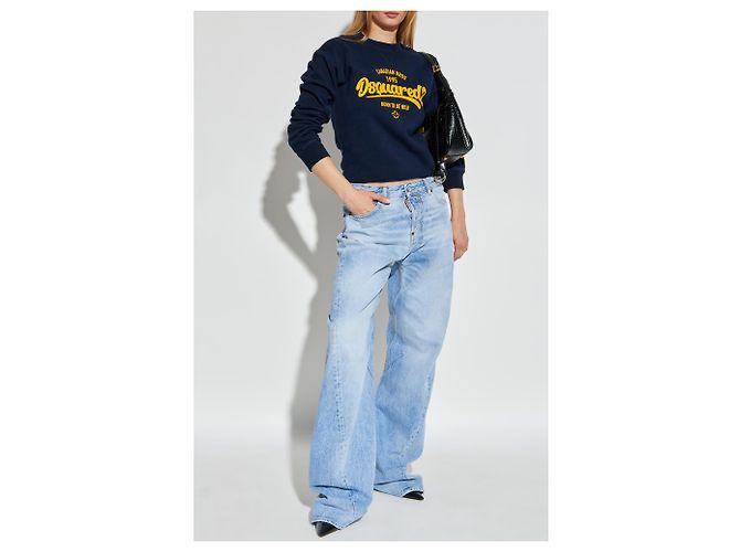 Dsquared2 Logo Sweatshirt Dunkelblau Baumwolle - Ansicht 2