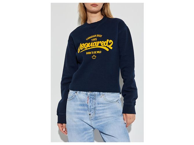 Dsquared2 Logo Sweatshirt Dunkelblau Baumwolle - Ansicht 3