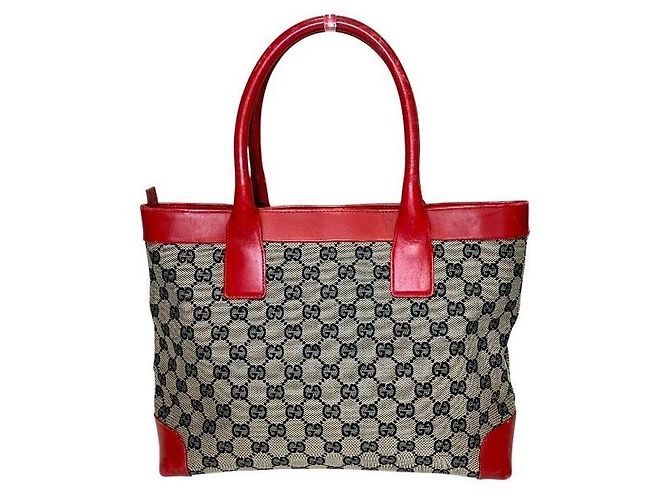 Sac cabas Gucci en toile GG et cuir - vue 2
