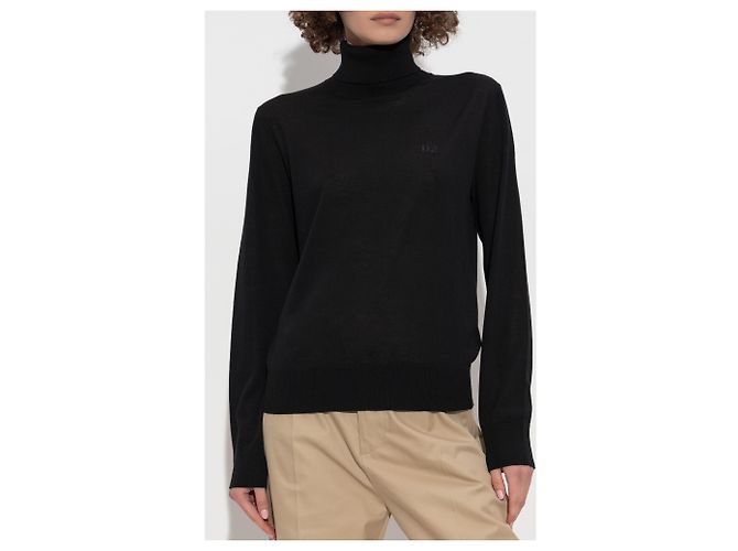 Dsquared2 Black Wool Turtleneck - vista 3