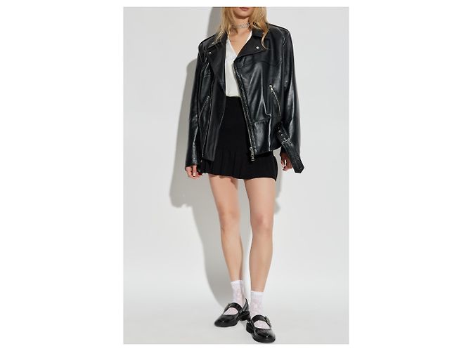 Alessandra Rich Lederjacke Schwarz Biker Stil - Ansicht 2