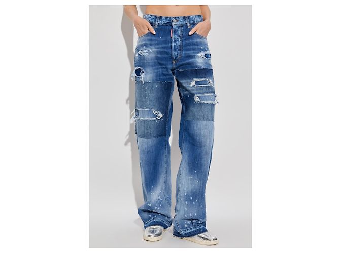 Jeans San Diego Dsquared2 em algodão azul com efeito distressed - vista 3