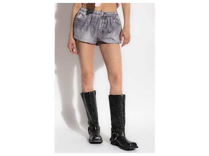 Shorts en denim imprimés Acne Studios gris - vue 3