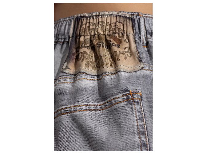 Shorts en denim imprimés Acne Studios gris - vue 5
