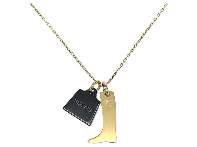 Collana Hermès Amulet Maroquinerie in metallo e corno di bufalo - vista 2