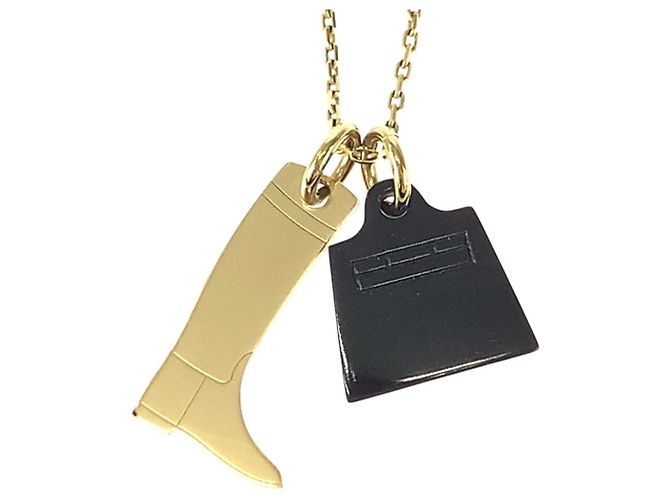 Collana Hermès Amulet Maroquinerie in metallo e corno di bufalo - vista 4