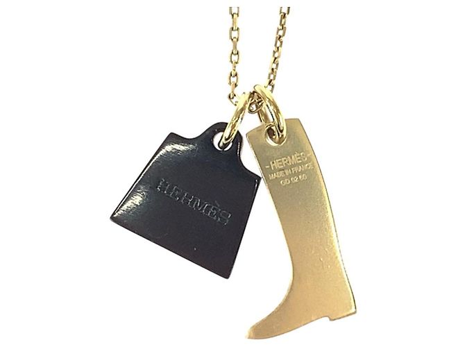 Collana Hermès Amulet Maroquinerie in metallo e corno di bufalo - vista 5