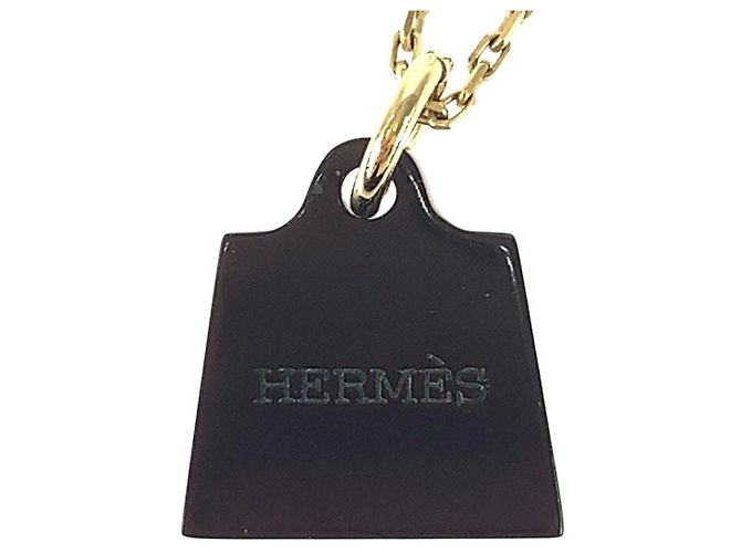 Collana Hermès Amulet Maroquinerie in metallo e corno di bufalo - vista 7