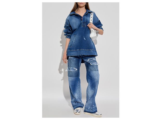 Jeans San Diego Dsquared2 en coton bleu délavé - vue 2