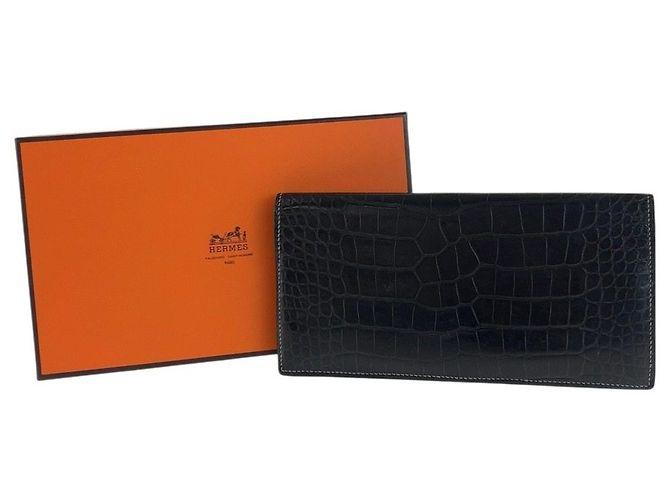 Portafoglio lungo bi-fold Hermès Mc2 Fleming in alligator - vista 10