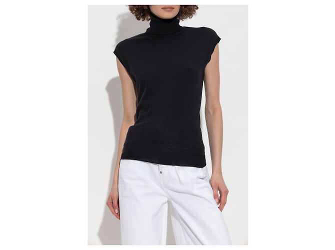Pull col roulé sans manches Dsquared2 en laine noir - vue 3