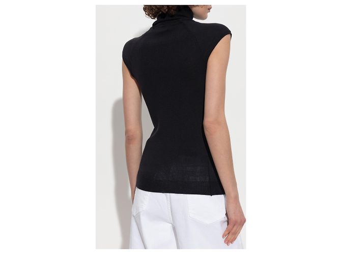 Pull col roulé sans manches Dsquared2 en laine noir - vue 4
