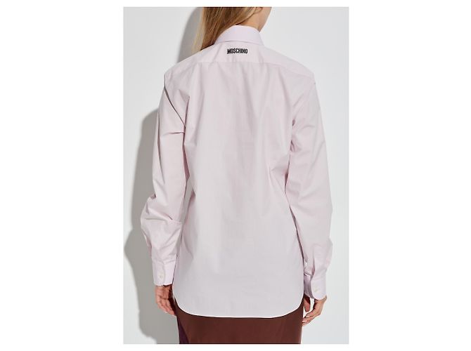 Moschino Logo Pink Cotton Shirt - view 4