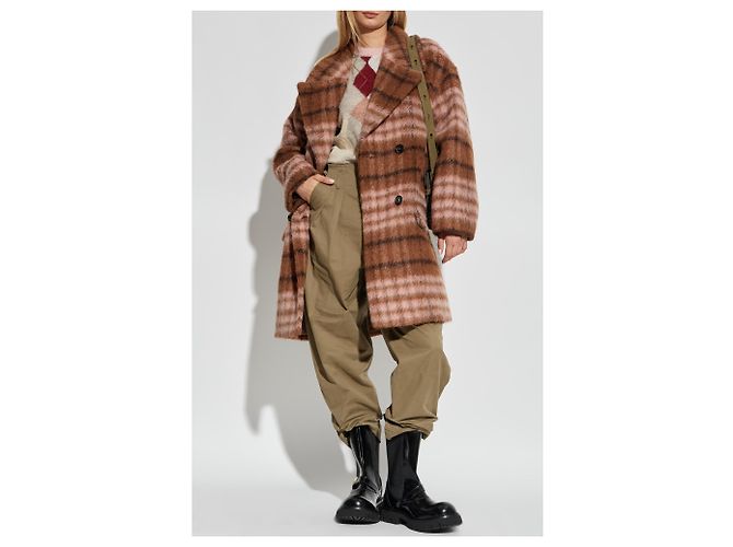 Manteau à carreaux Moschino marron - vue 2