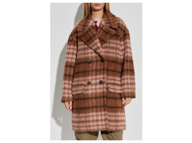 Manteau à carreaux Moschino marron - vue 3