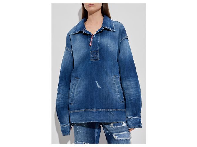 Top de ganga azul com meio zíper Dsquared2 - vista 3