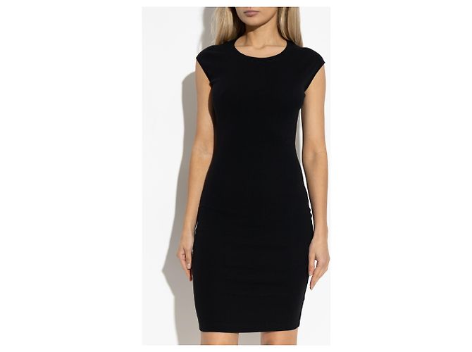 Dsquared2 Ärmelloses Bodycon Kleid aus schwarzem Baumwollstrick - Ansicht 3
