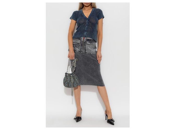 Cardigan Diesel M-REZ Bleu en Coton Bouclé - vista 2