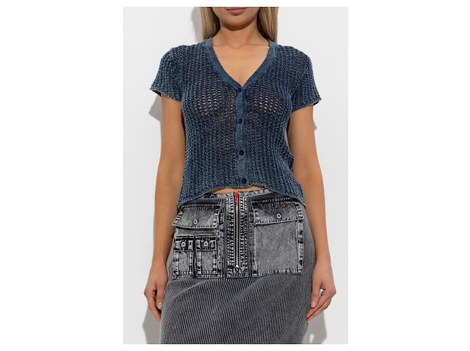 Cardigan Diesel M-REZ Bleu en Coton Bouclé - vista 3
