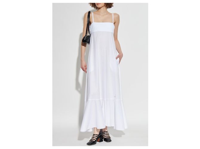 Vestido maxi blanco Moschino de algodón con bordado de ganso - vista 2