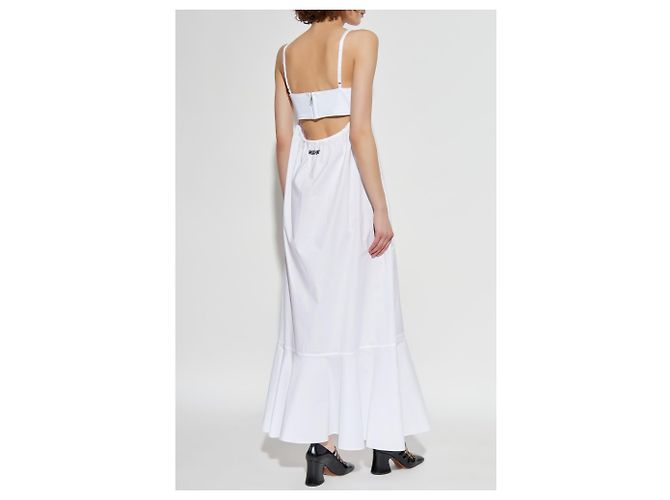 Vestido maxi blanco Moschino de algodón con bordado de ganso - vista 4