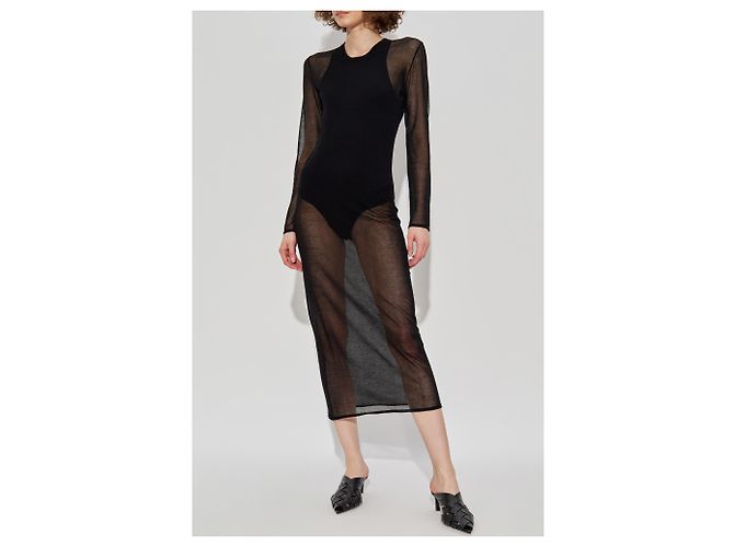 Iro Emala Midi Kleid aus schwarzer Baumwolle - Ansicht 3