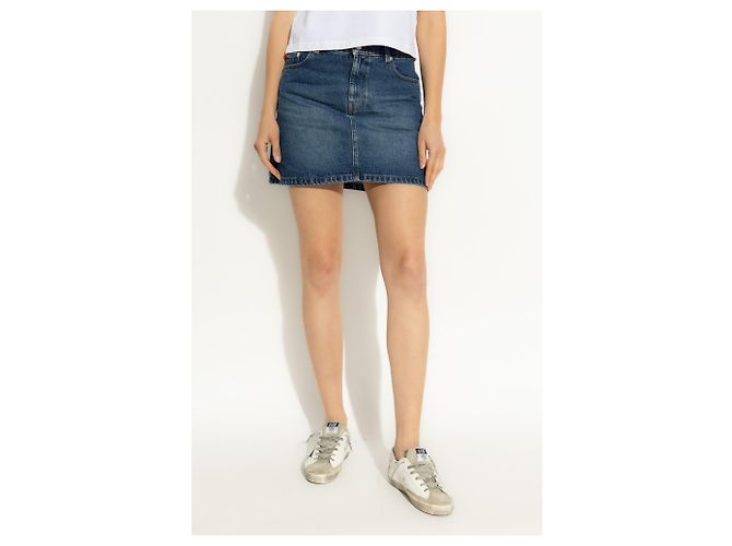 Apc Gonna mini in denim blu navy cotone - vista 3