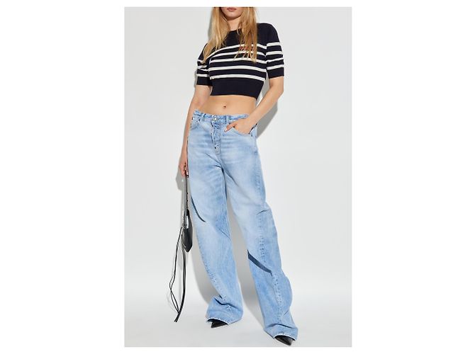 Top in lana a righe blu navy Dsquared2 - vista 2