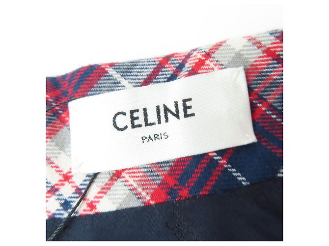 Céline Top corto sin mangas de algodón a cuadros de franela CELINE - vista 5