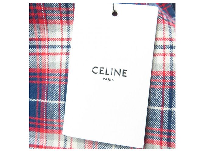 Céline Top corto sin mangas de algodón a cuadros de franela CELINE - vista 9