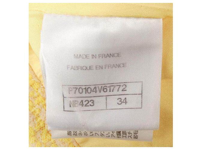 Falda Chanel Beige Amarillo Textil - vista 4