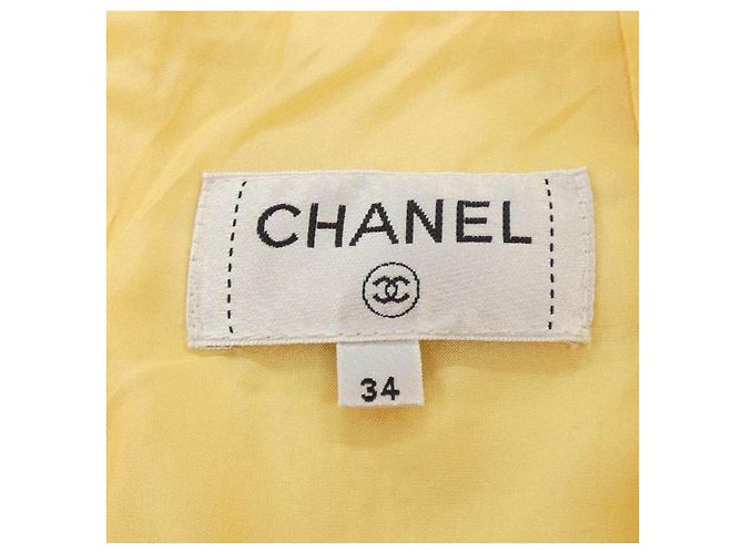 Falda Chanel Beige Amarillo Textil - vista 5
