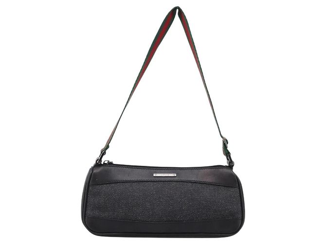 Pouch Gucci Web Sherry Line in denim e pelle - vista 2
