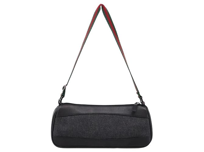 Pouch Gucci Web Sherry Line in denim e pelle - vista 3