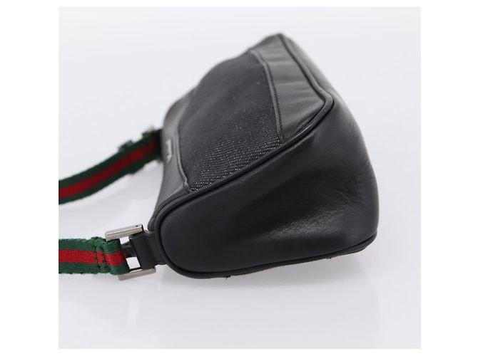 Pouch Gucci Web Sherry Line in denim e pelle - vista 4