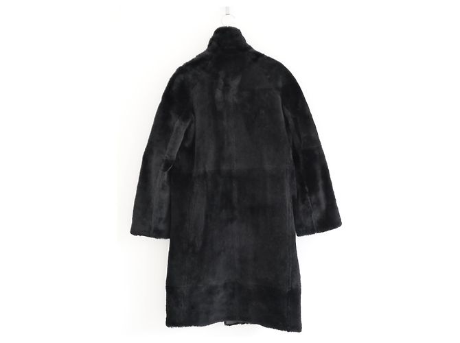 Hermès Abrigo reversible de piel y shearling negro - vista 10