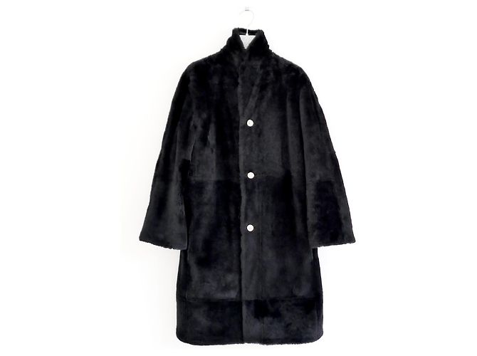 Hermès Abrigo reversible de piel y shearling negro - vista 11