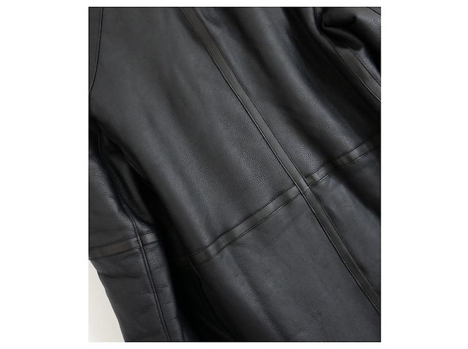 Hermès Abrigo reversible de piel y shearling negro - vista 7