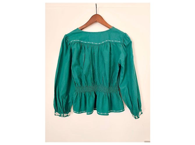 Blusa Ba&sh verde oscuro con bordados blancos - vista 2
